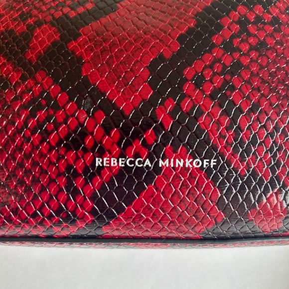 Rebecca Minkoff Burgundy Black Snake Print Leather Small Shoulder Crossbody Bag - Picture 5 of 14